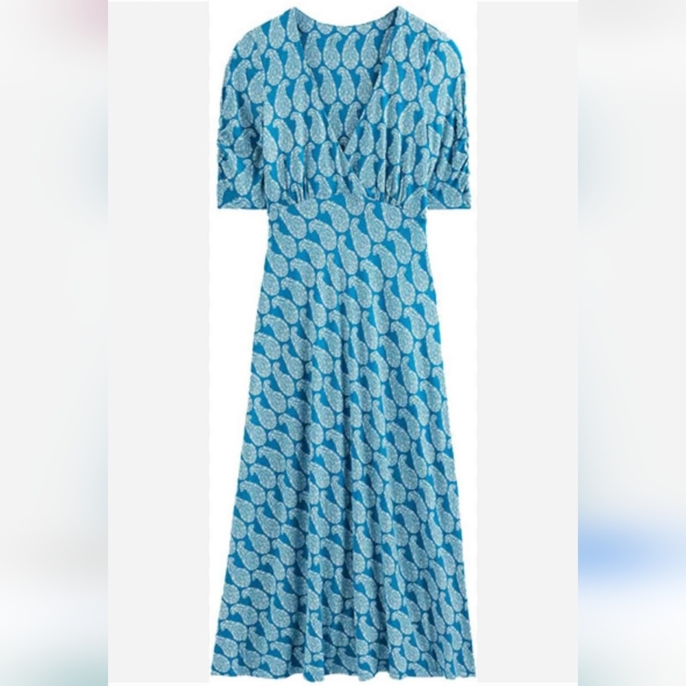 Boden XXL Blue Long Maxi Dress Short Sleeve